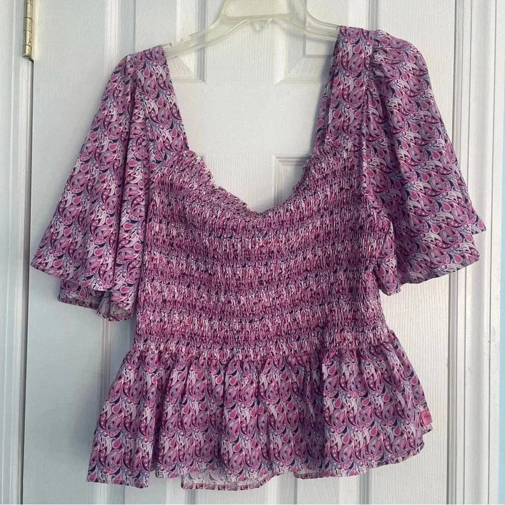 Simply Southern Women’s  Paisley Flared Patterned Purple and Pink Blouse Sz XL - Picture 7 of 7
